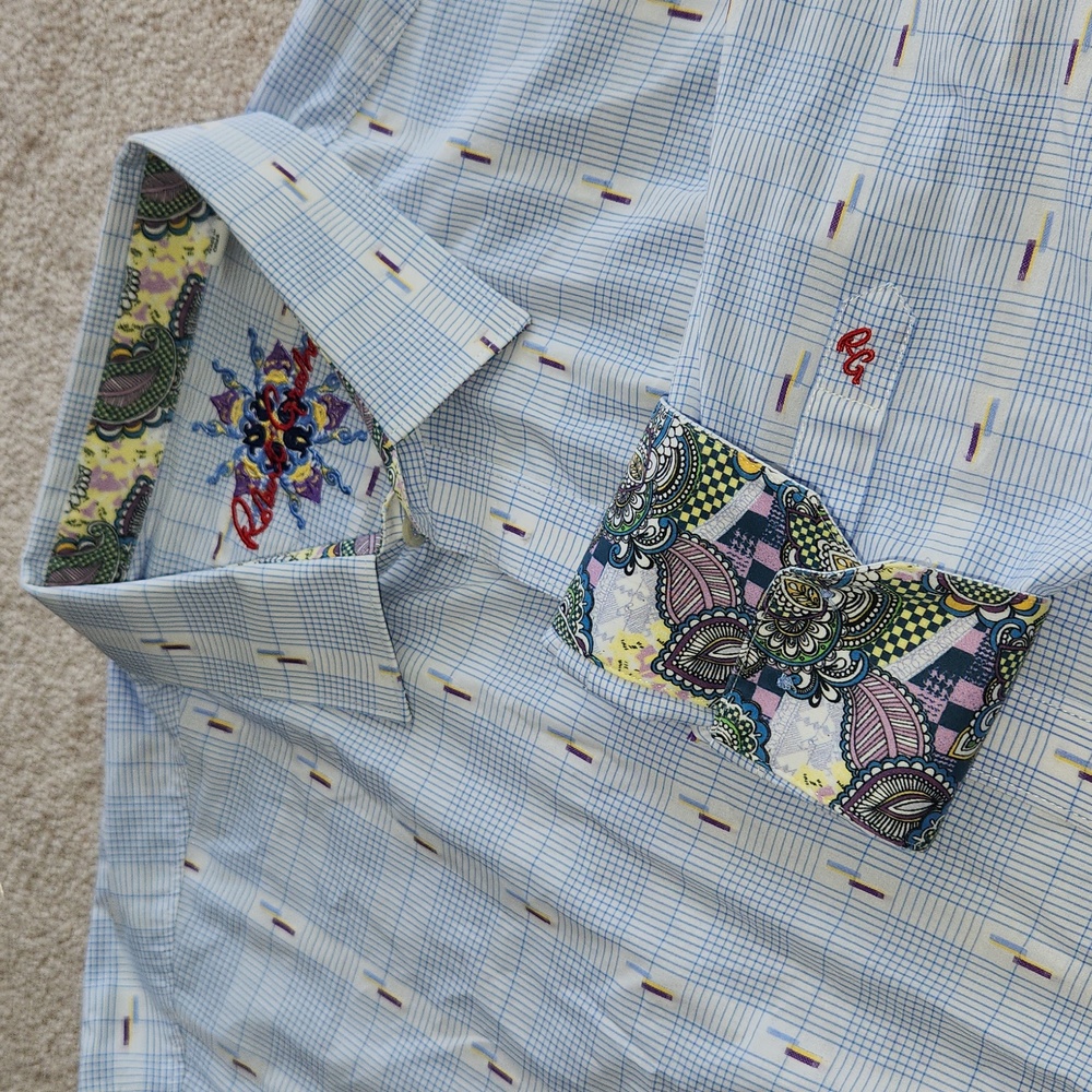 Robert Graham Light Blue Patterned Shirt 3XL